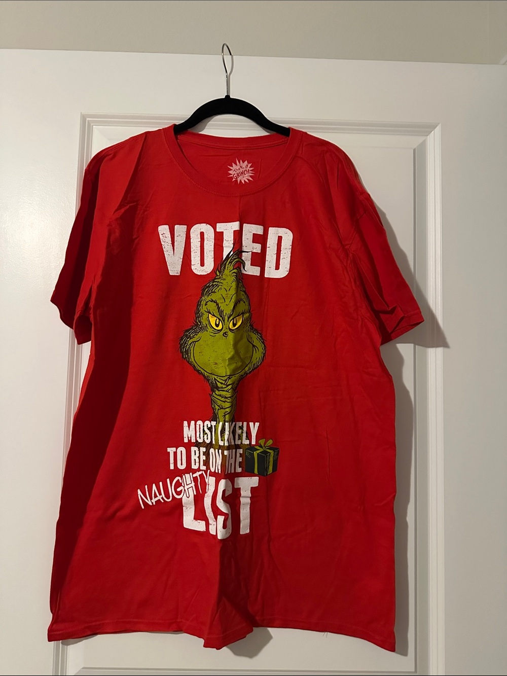 Red Grinch Graphic Tee - "Voted Naughty List"